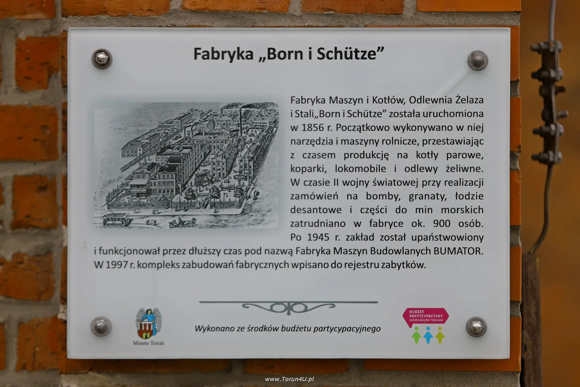 Tablica pamiątkowa fabryki Born & Schütze