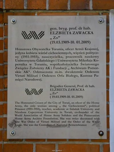 Tablica pamiątkowa Elżbiety Zawackiej